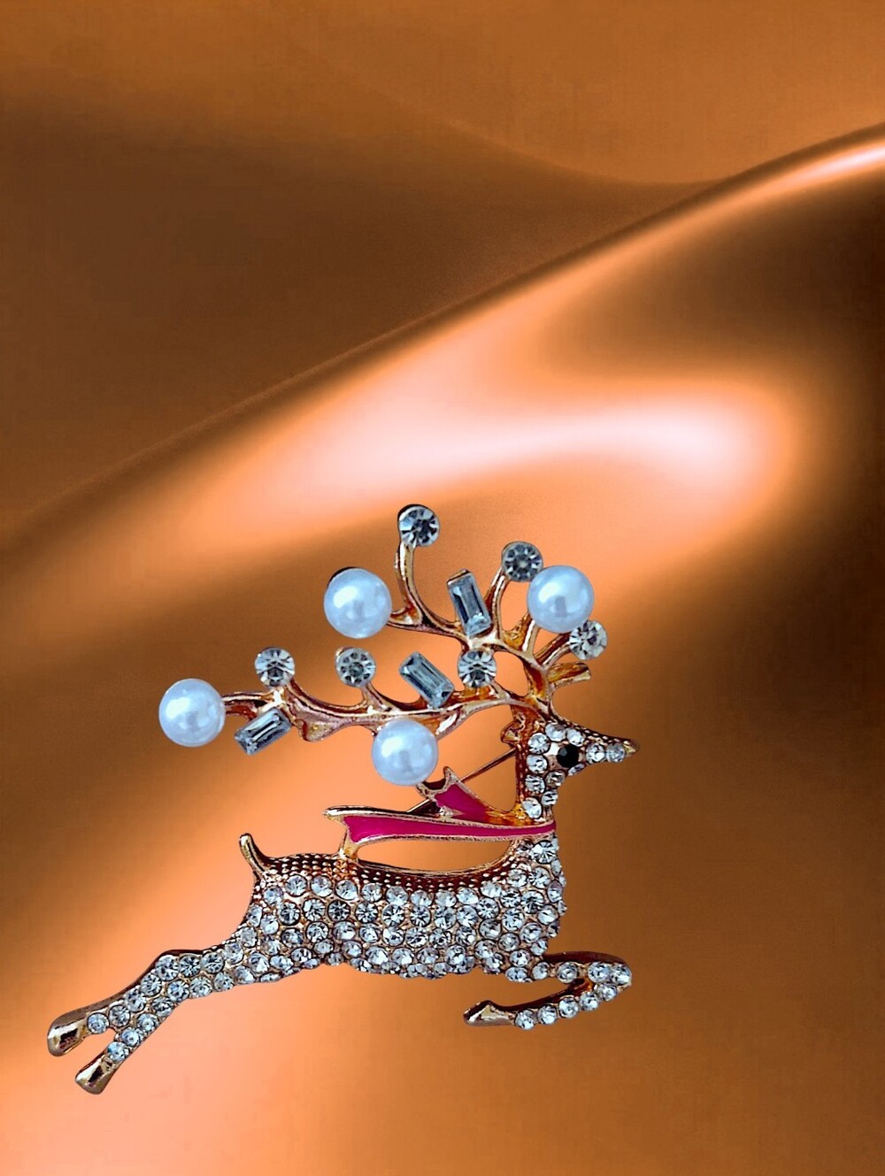 Crystal Reindeer Brooch
